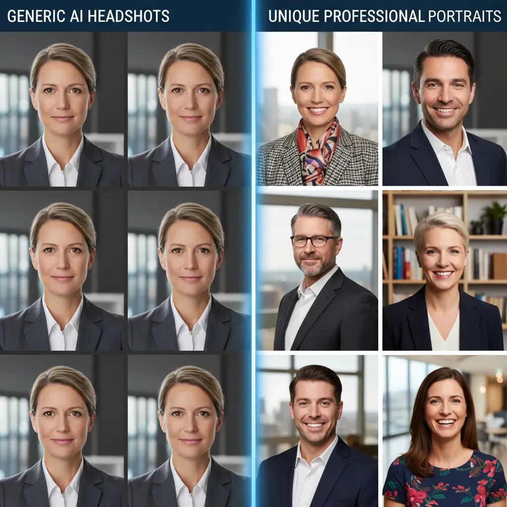 Generic AI headshots vs unique professional AI Headshots