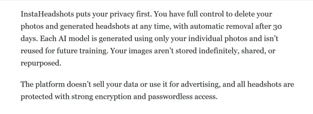 InstaHeadshots Privacy Policy