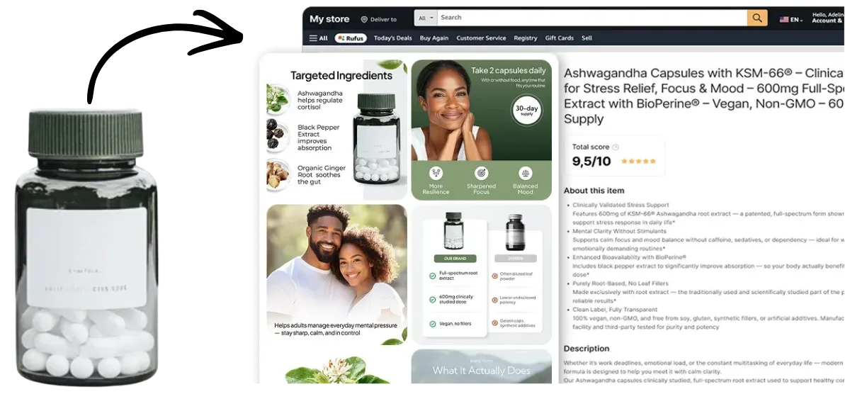 Amazon product listing optimization with Mujo Engine