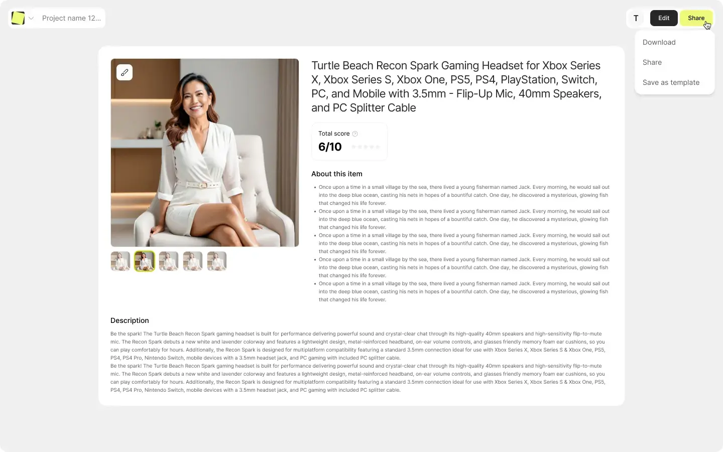 Display Preview by Mujo AI Copywriting Editor