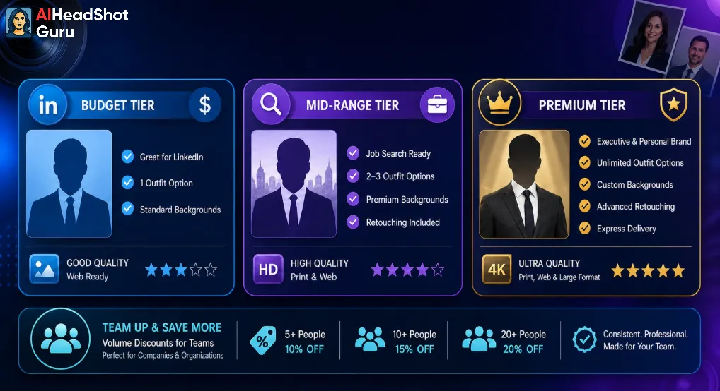 AI Headshot Budget Tier Options