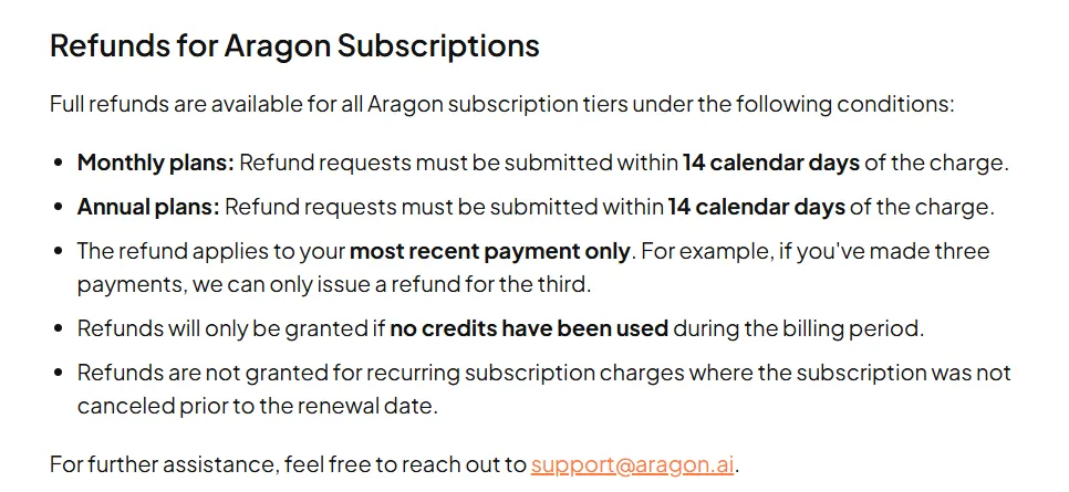 Aragon AI Refund Policy