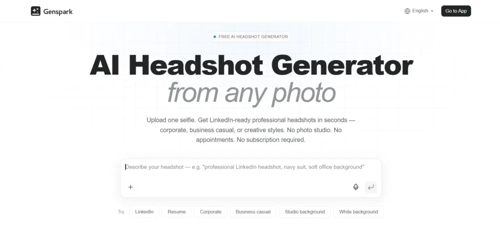 Genspark for Linkedin Headshots