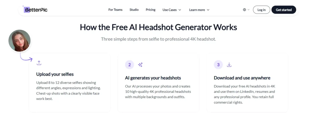BetterPic - Free AI Headshot Generator Work
