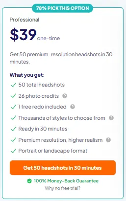 HeadshotPro Professional Plan