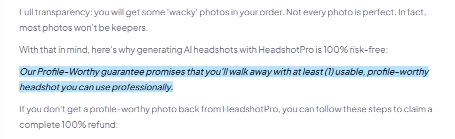 HeadshotPro Refund Policy